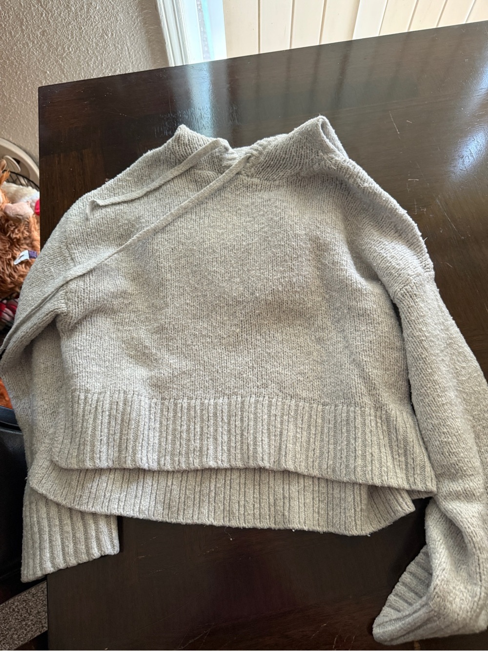 Hippie Rose Light Gray Cropped Crewneck Sweater